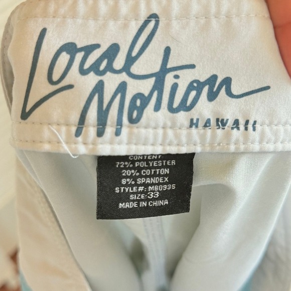Local Motion Board Shorts  Aqua Blue Floral Pattern Drawstring Casual  size 33 - Picture 5 of 5
